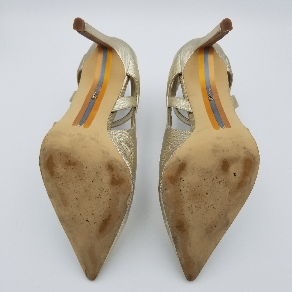 Sam Edelman Adelisa Ankle Strap Stiletto Heels, Gold Leaf, Women's Size 8.5 - Picture 14 of 16